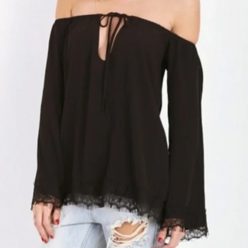 For Love And Lemons Black Off-Shoulder Top